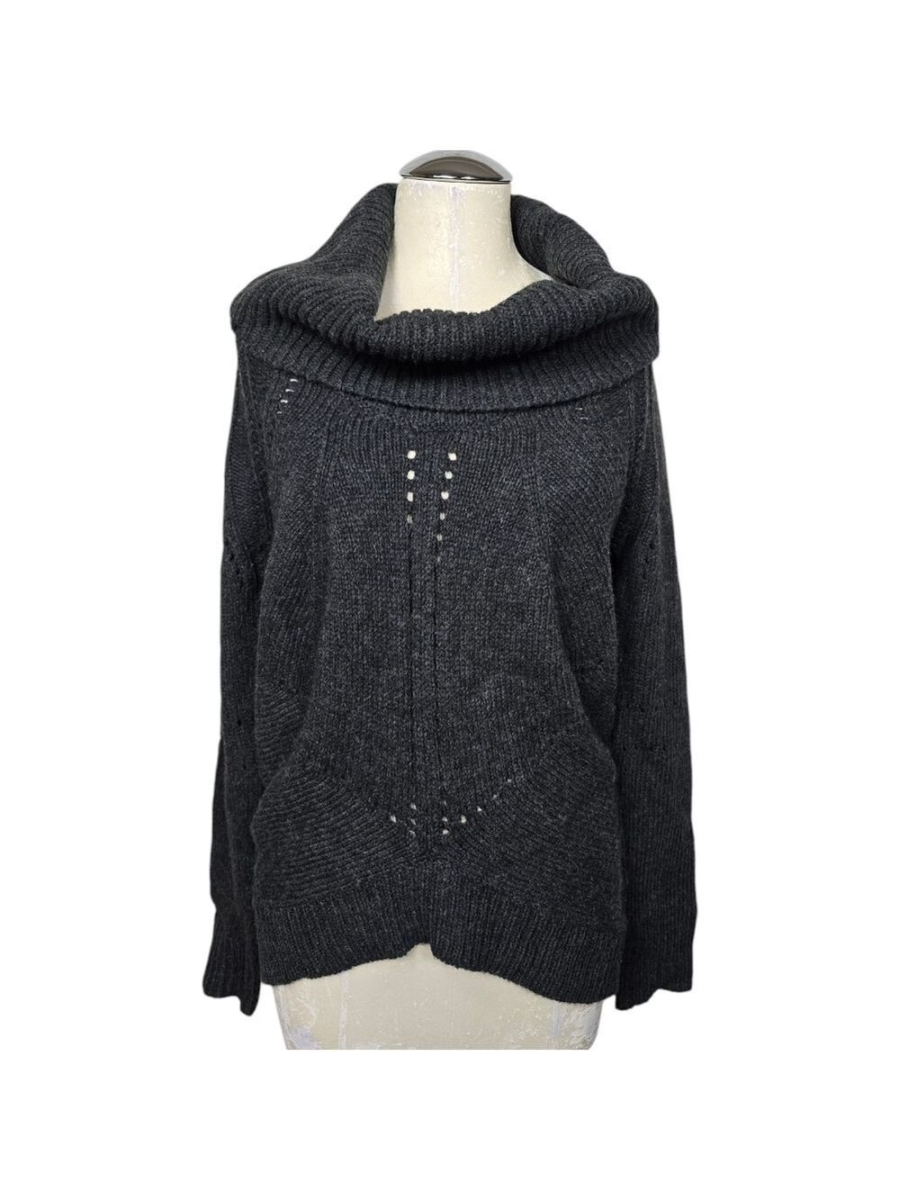 Ann Taylor LOFT Wool Blend Cowl Neck Gray Sweater M